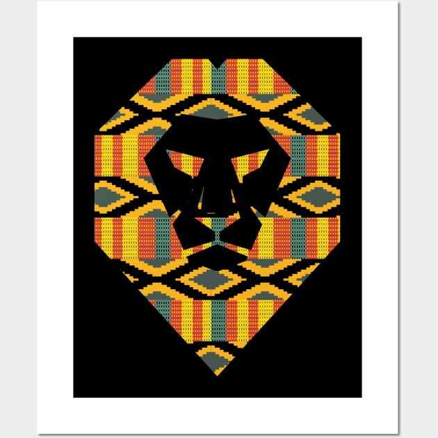 African Pattern, Kente Lion, Ghana Wall Art by kentevibes